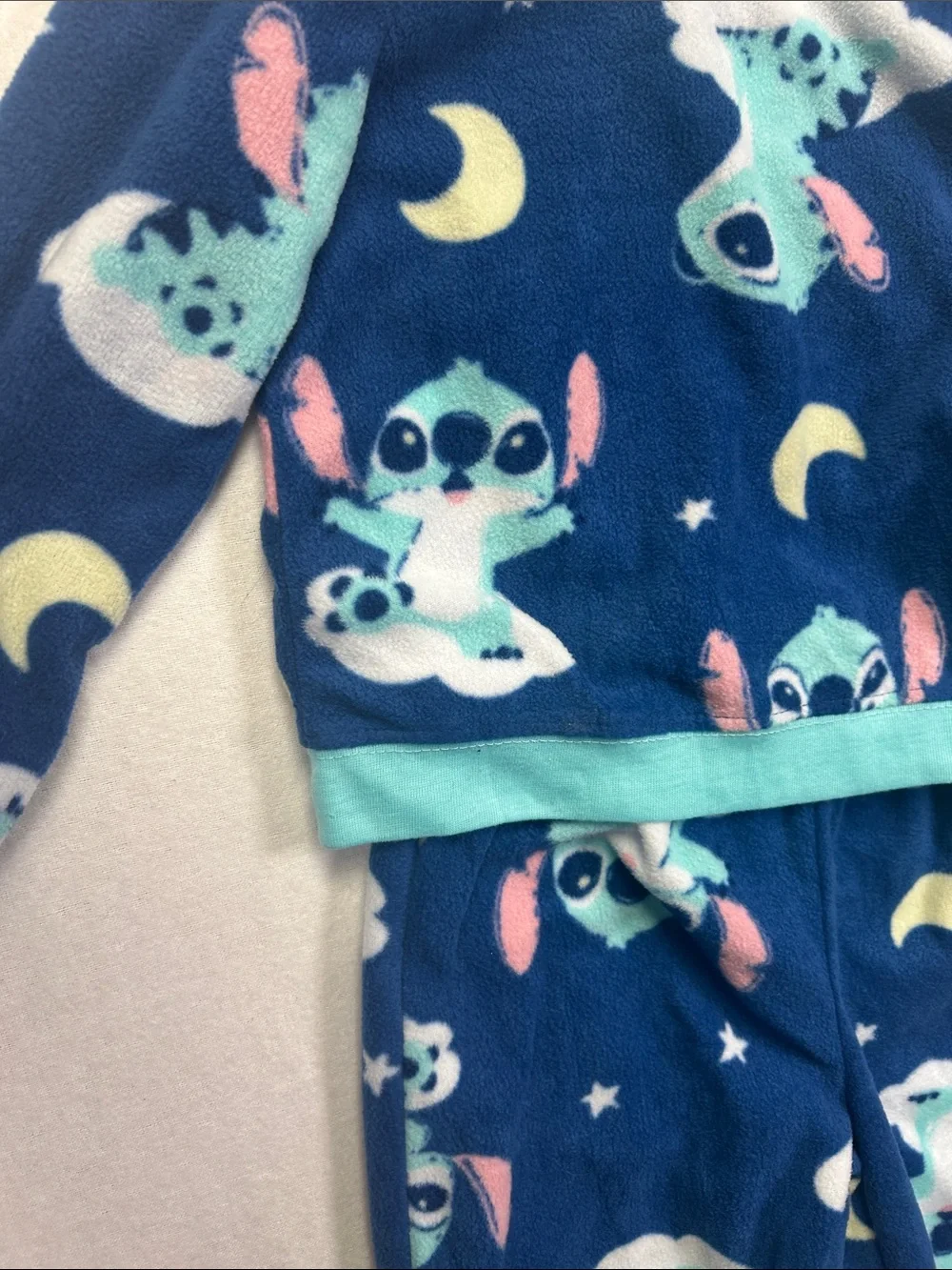 Disney Navy and Mint Kids Pajama Set with Stitch and Moon Print